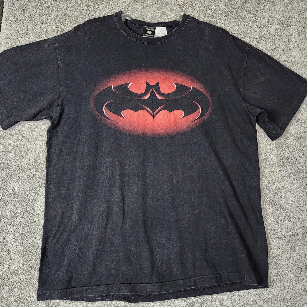 Vintage Batman & Robin Shirt Mens XL Black Logo Warner Bros Studio Store 1996